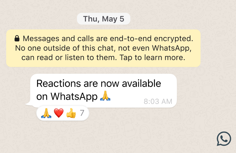 WhatsApp Rolls Out Emoji Reactions