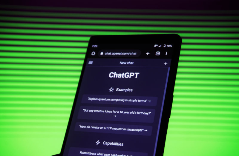 Picture of cellphone with ChatGPT application open